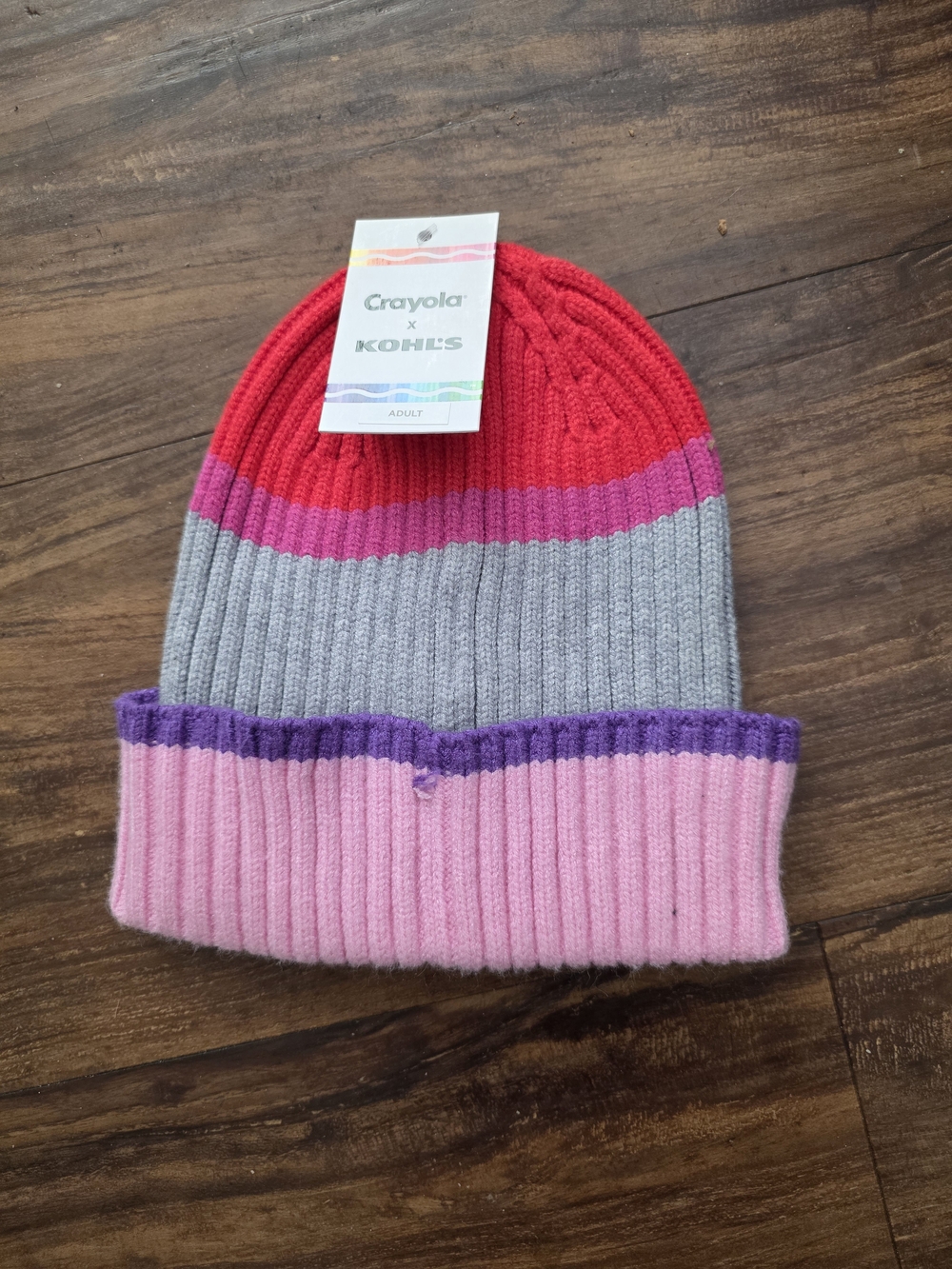 Kids Colorblock Beanie - Pink, Gray, Red, Purple
